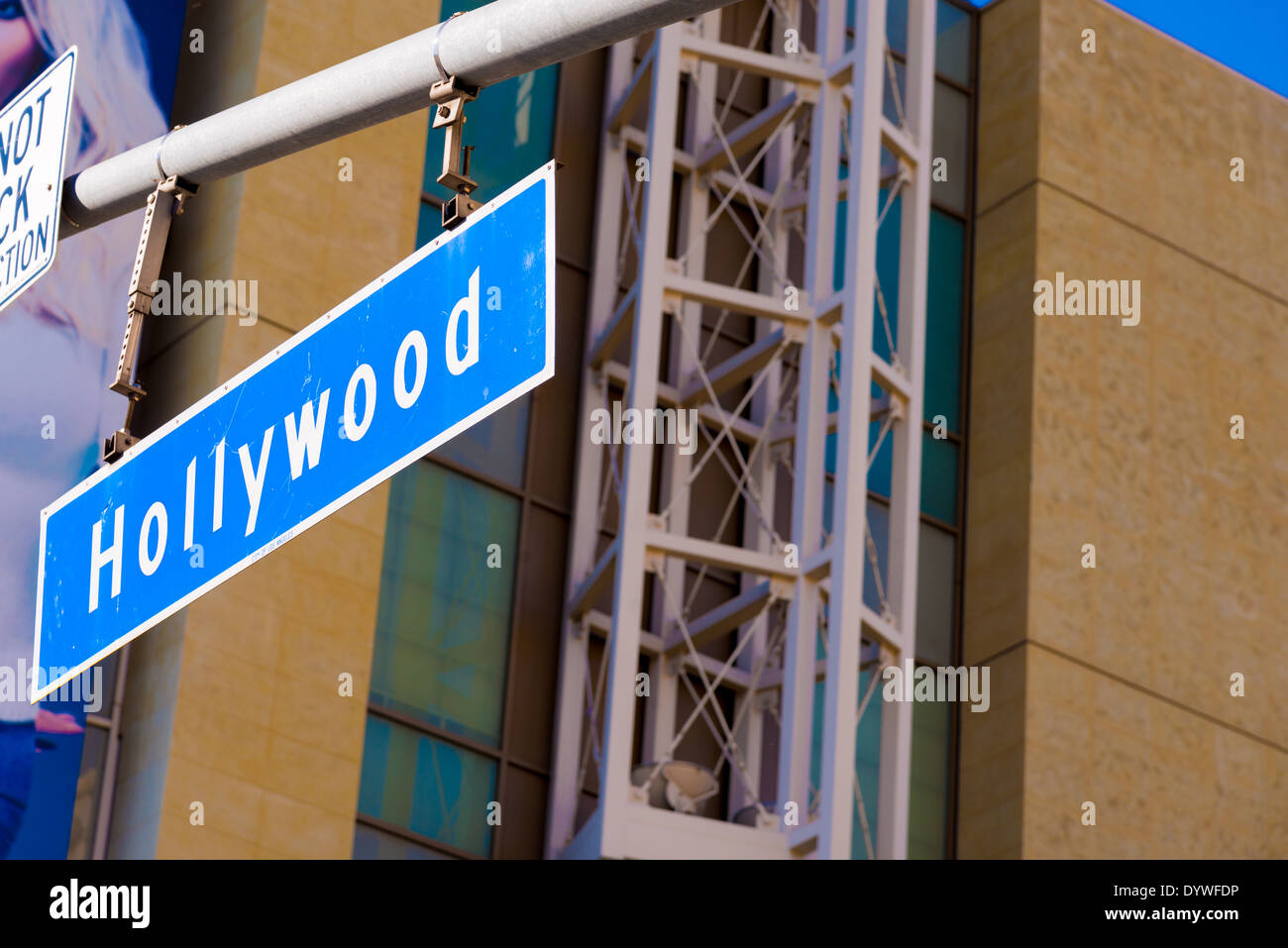 The blue Hollywood Blvd. Street sign Stock Photo