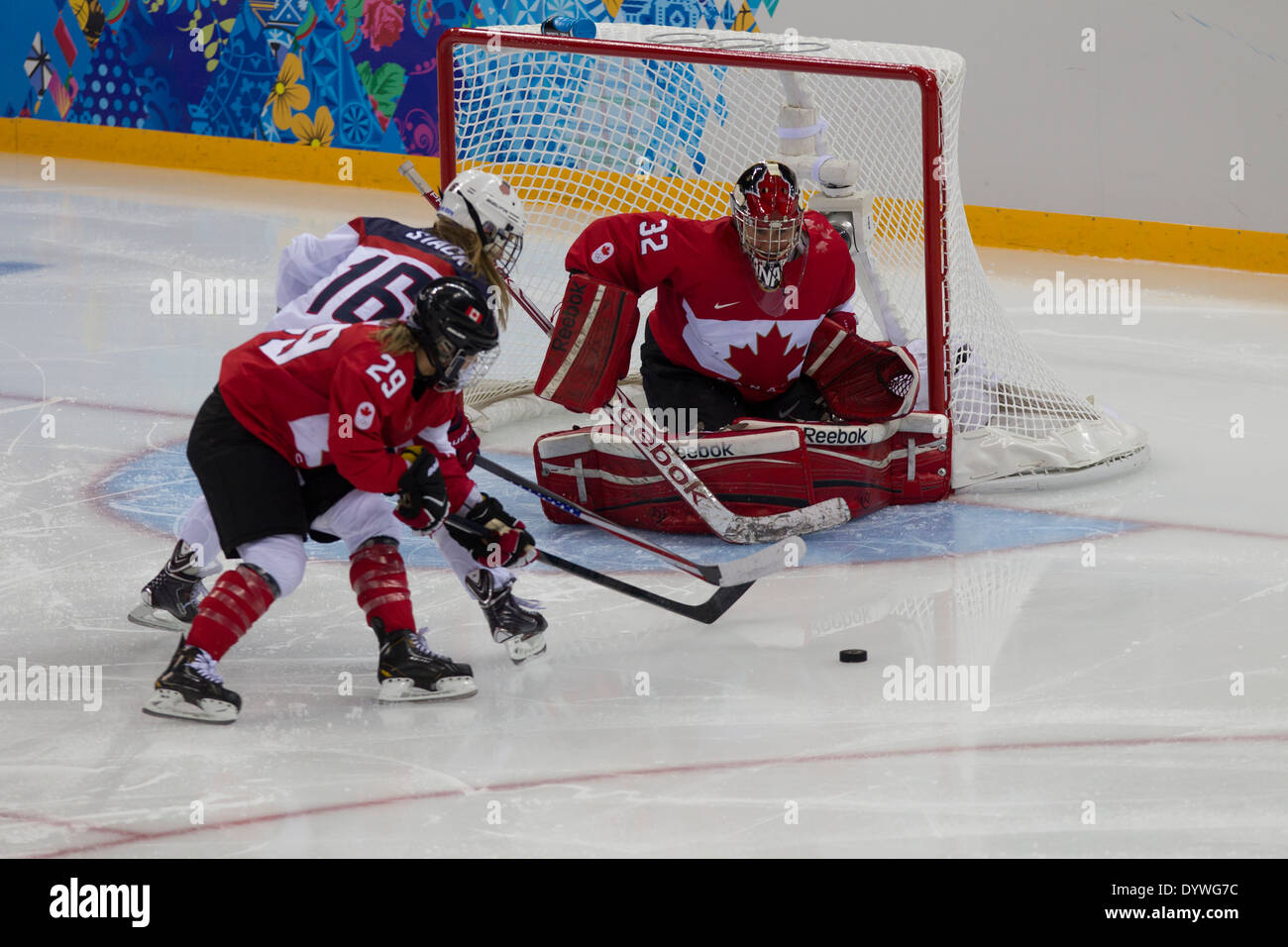 Charline Labonte Canadian goalie, USA-Canada Women's Ice Hockey at the Olympic Winter Games, Sochi 2014 Stock Photo