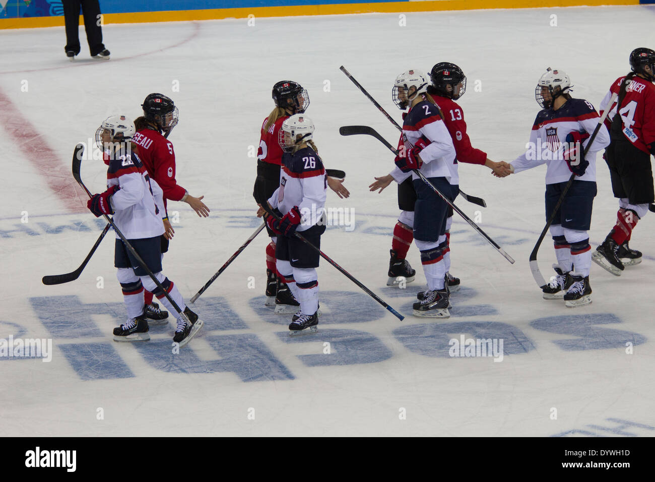 USA-Canada Women's Ice Hockey at the Olympic Winter Games, Sochi 2014 Stock  Photo - Alamy