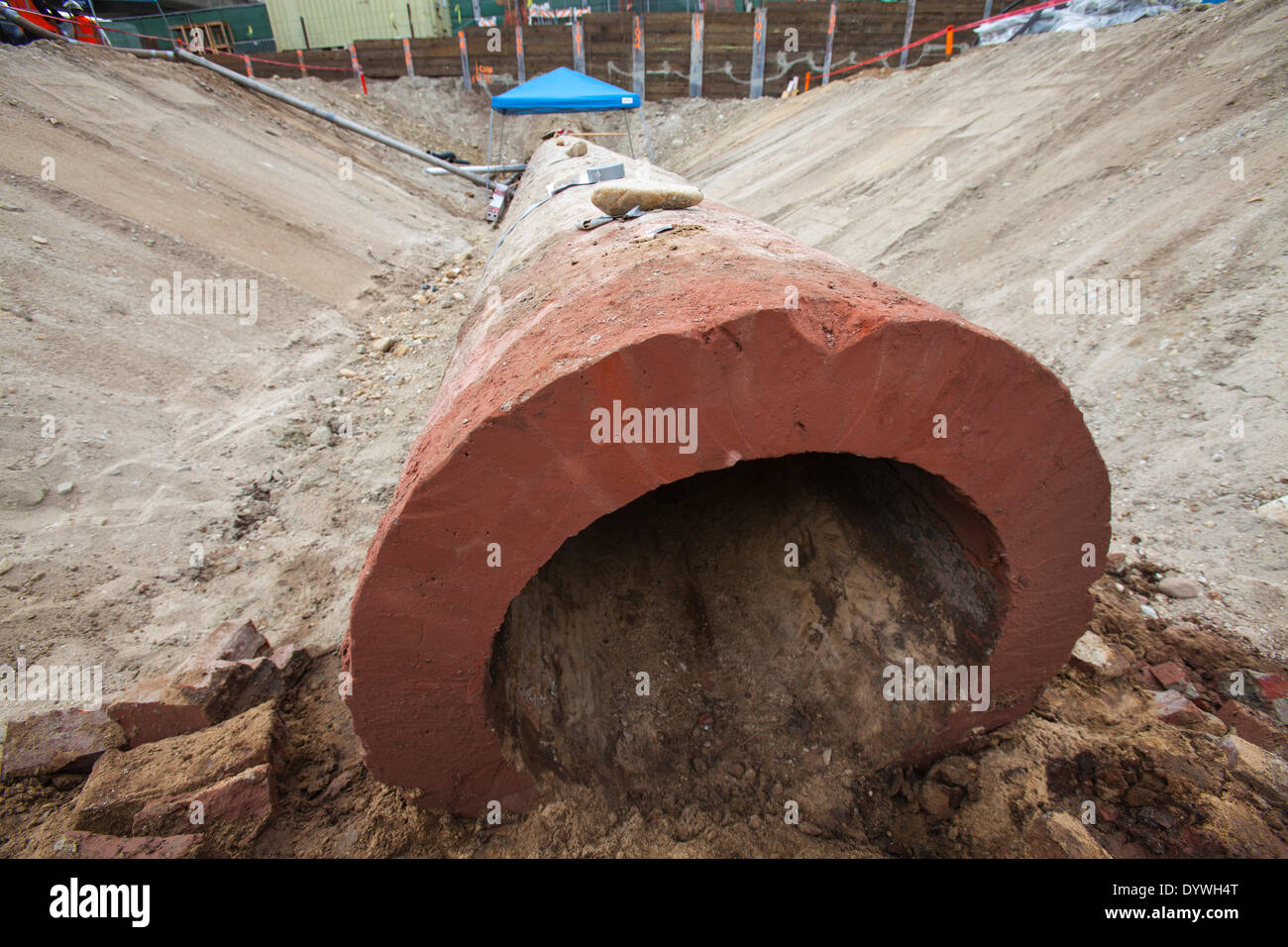 Los Angeles, CA, USA. 25th Apr, 2014. Workers clean out a section and