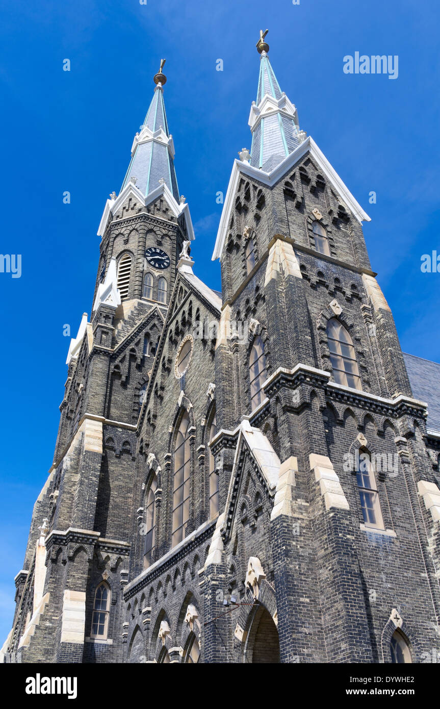 Historic church of gothic revival architecture style in Milwaukee Wisconsin Stock Photo