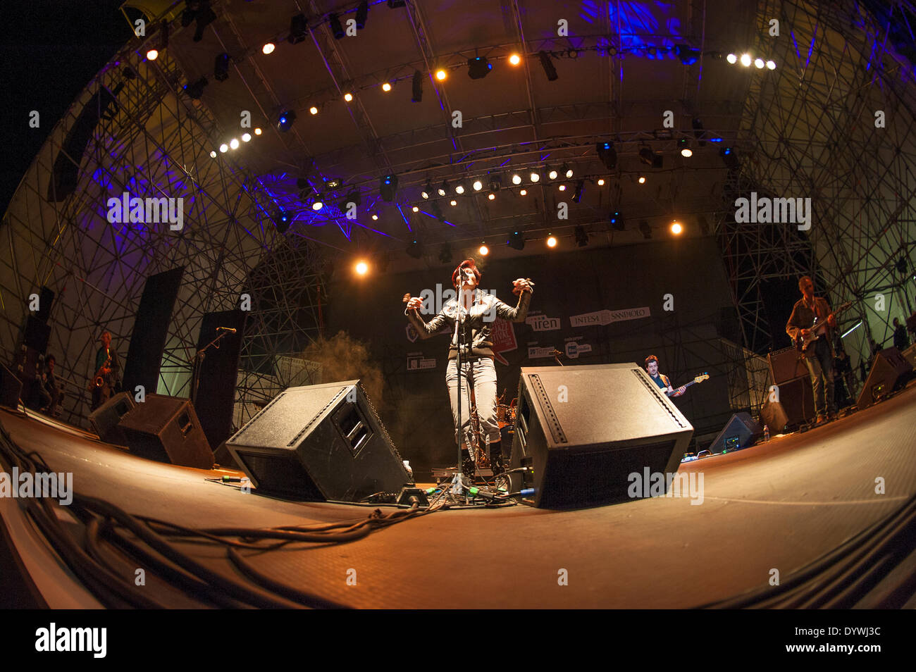 Turin, Italy. 25th Apr, 2014. ' Torino Jazz Festival 2014 - Start of the Festival 25 th April 2014 - Performance of Daniele Sepe und Rote Jazz Fraction Credit:  Realy Easy Star/Alamy Live News Stock Photo