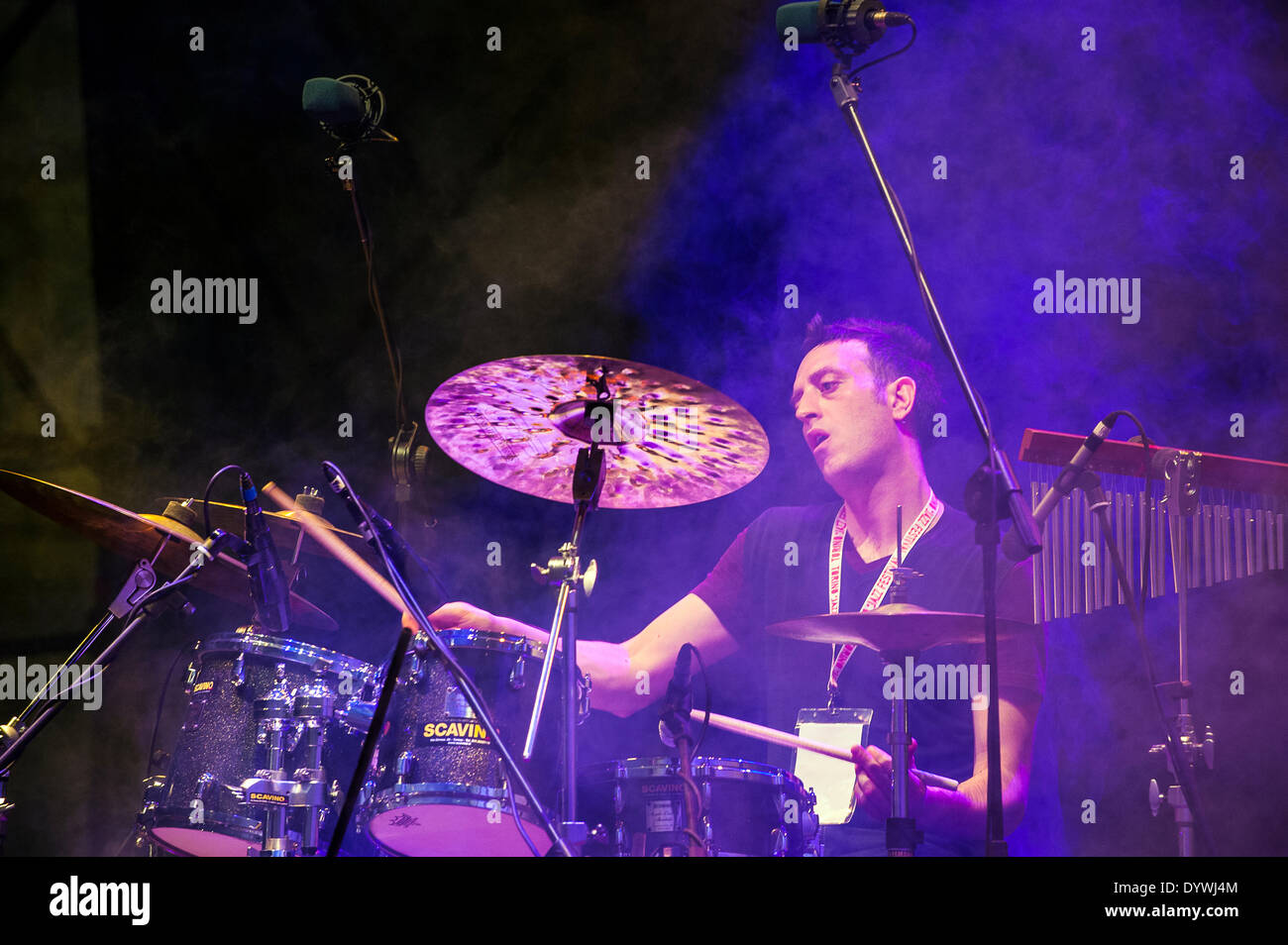 Turin, Italy. 25th Apr, 2014. ' Torino Jazz Festival 2014 - Start of the Festival 25 th April 2014 - Performance of Daniele Sepe und Rote Jazz Fraction - Paolo Fortini Credit:  Realy Easy Star/Alamy Live News Stock Photo