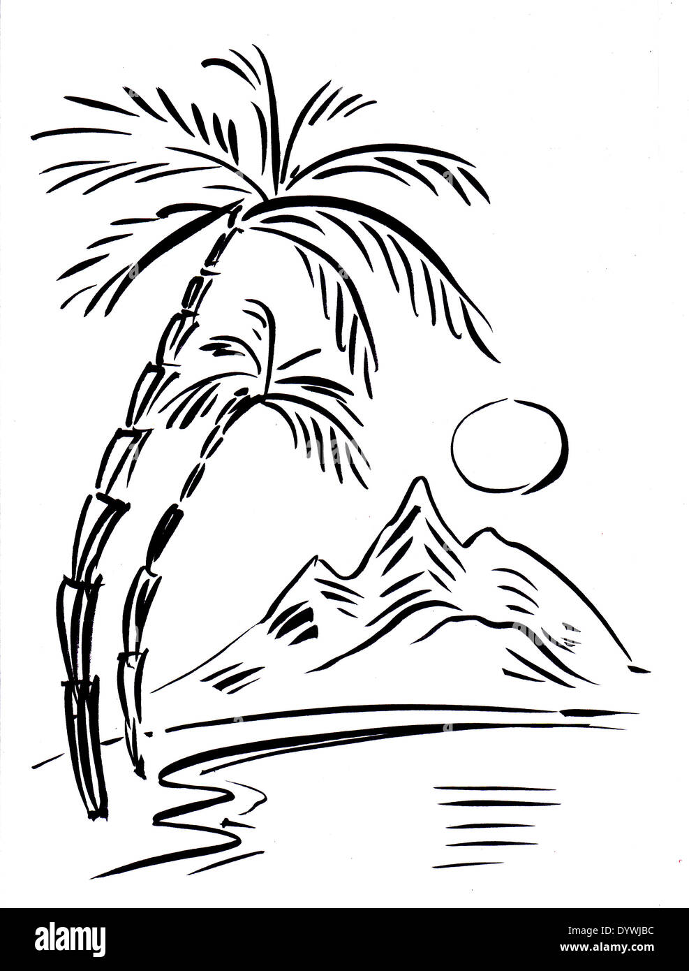 Black and white illustration of traveling themes Stock Photo - Alamy