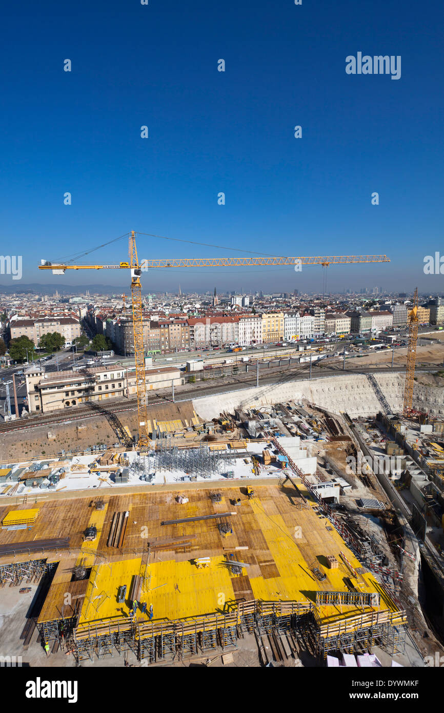 Construction site central trainstaion, Vienna, Austria Stock Photo