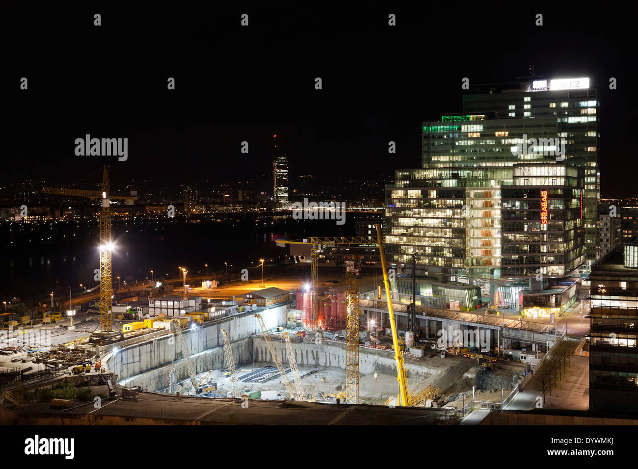 Construction site DC Towers, Vienna, Austria Stock Photo