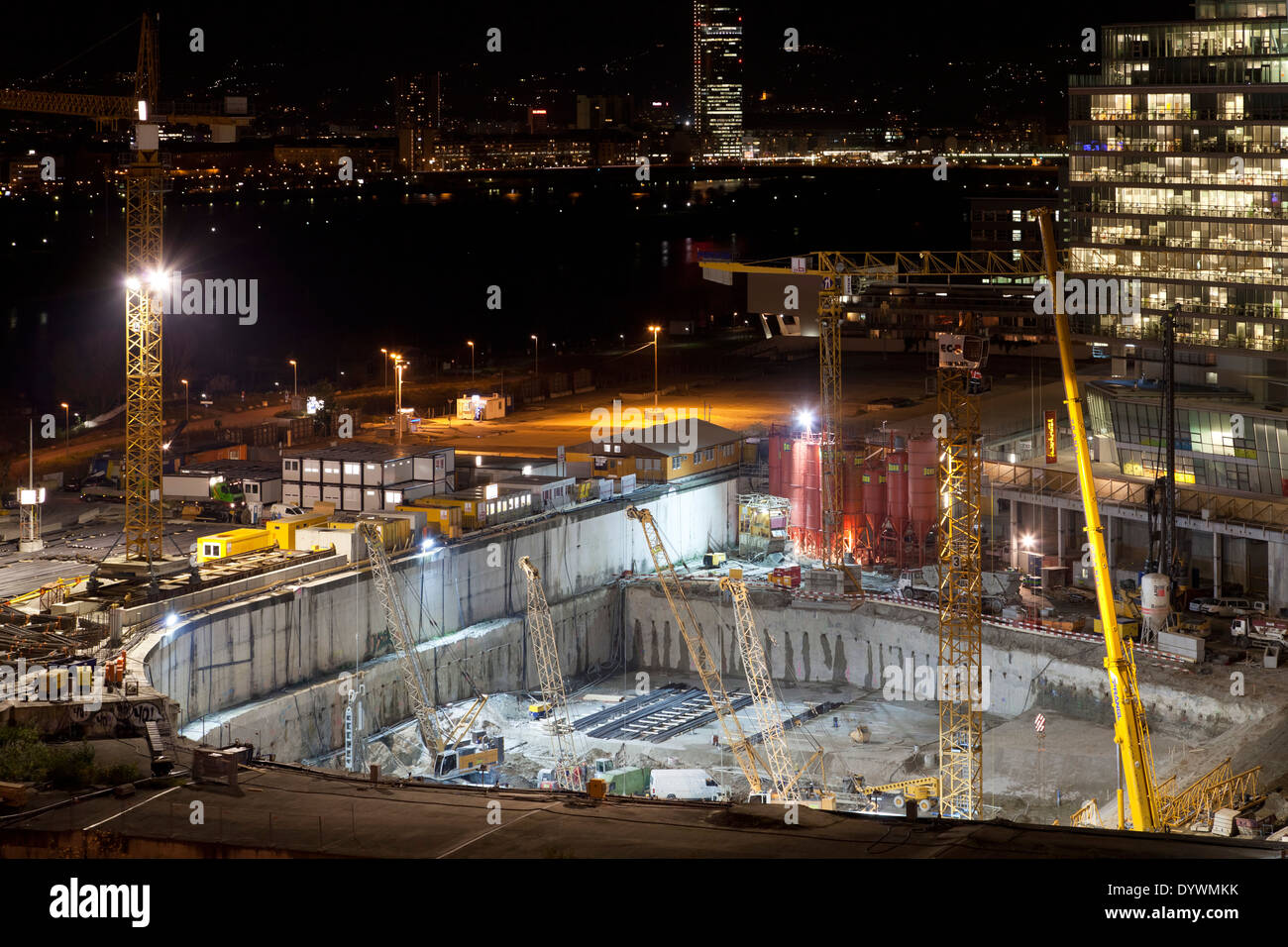 Construction site DC Towers, Vienna, Austria Stock Photo