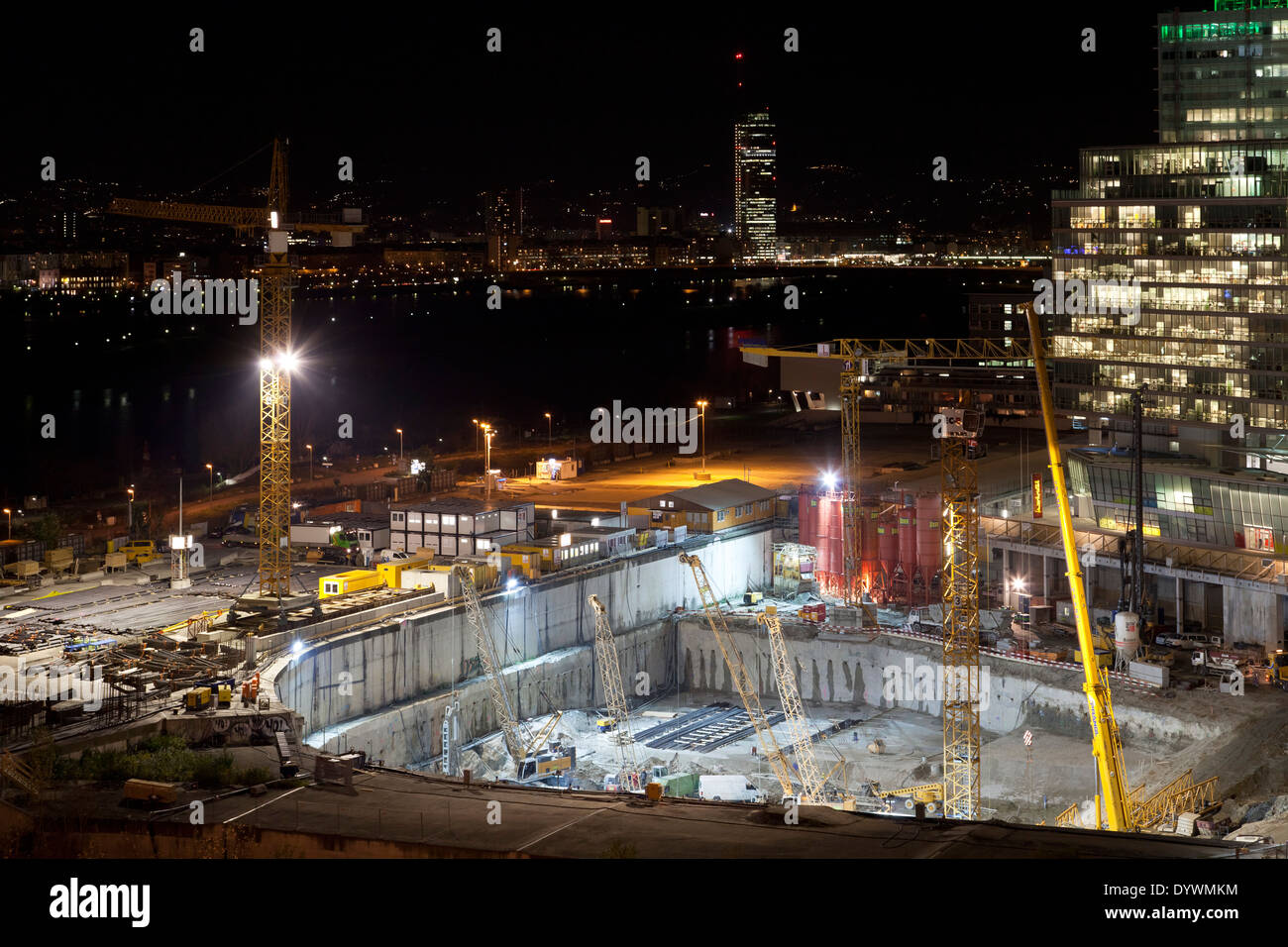 Construction site DC Towers, Vienna, Austria Stock Photo