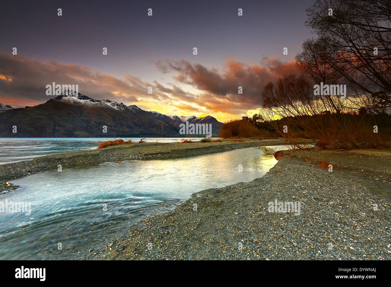 Landscape, Tourism, Lake, New Zealand, Journey, Travel, Visit, Wilson Bay, Queensland Stock