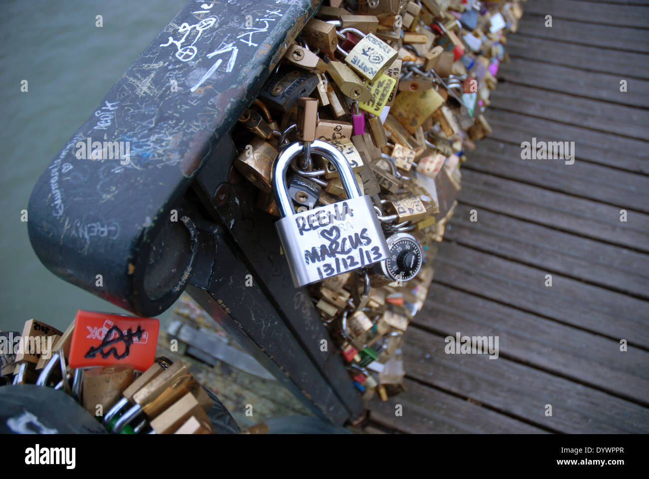 Love Padlocks on the Pont de Arts Bridge, River Seine, Paris France