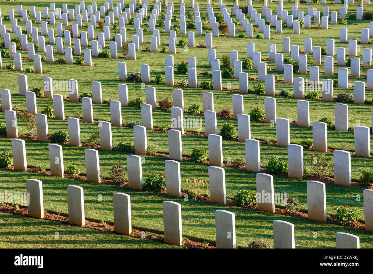 White headstones at the world war 2 cemetery in Greece Stock Photo