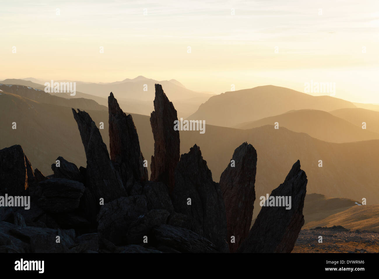 Rock Formation on Glyder Fawr. Snowdonia National Park. Wales. UK. Stock Photo