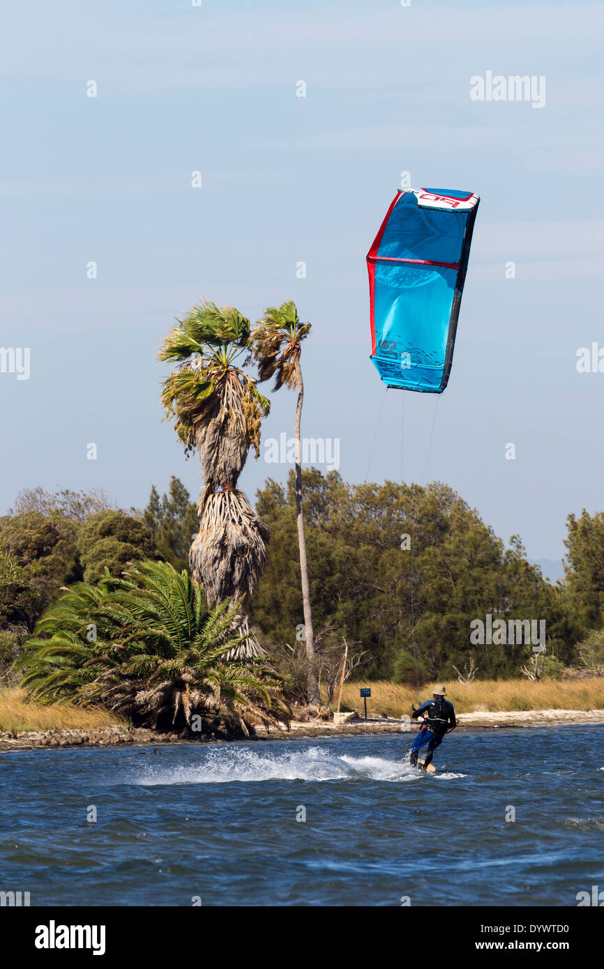 Kite and Wind Surfing at Pelican Point Perth Western Australia Stock