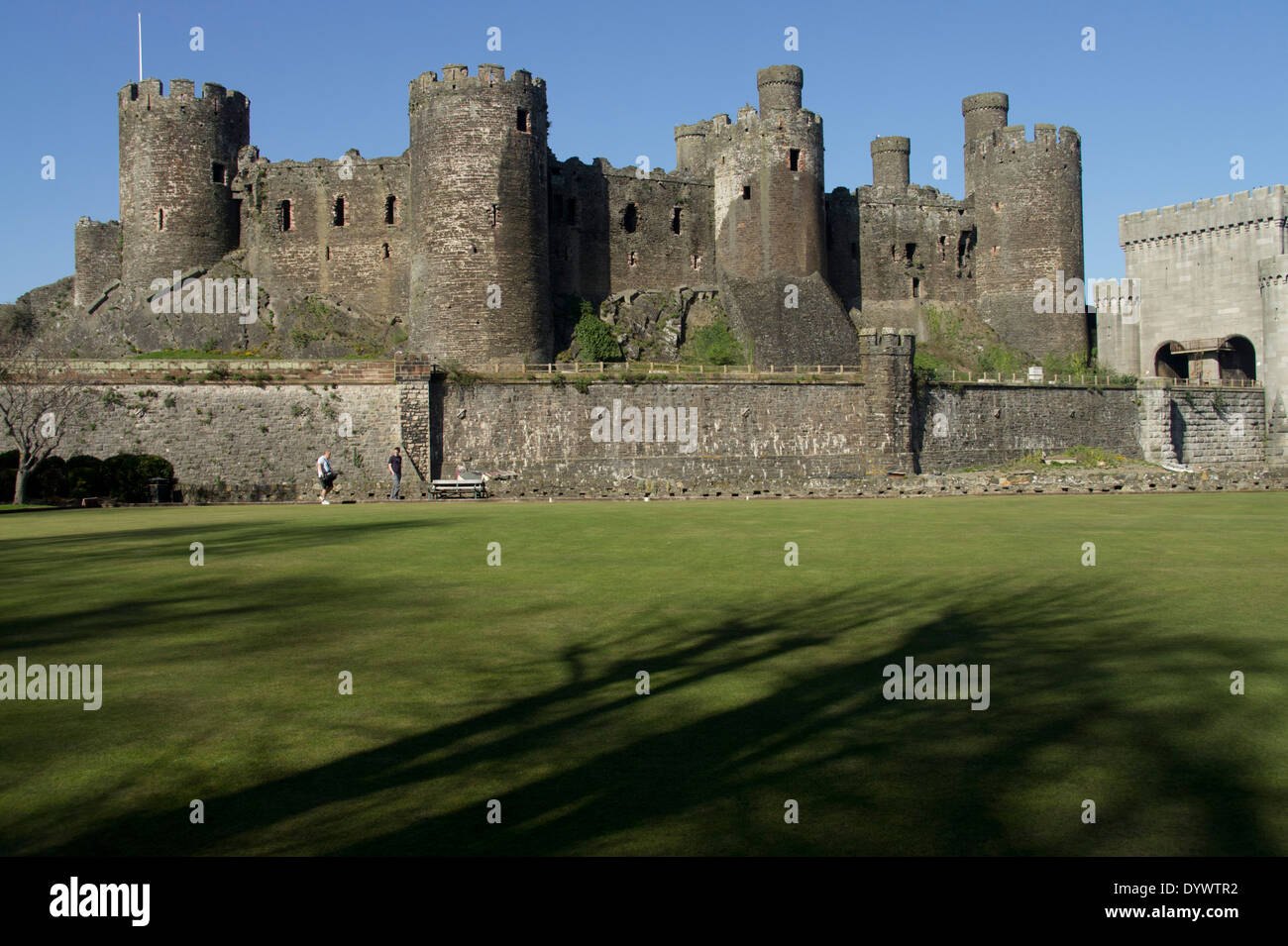 Conwy castle from bowling green Stock Photo