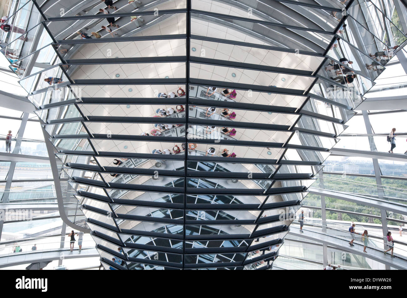 Germany, Berlin, Bundestag, German Parliament Building, Reichstag Dome by Norman Foster Architect Stock Photo