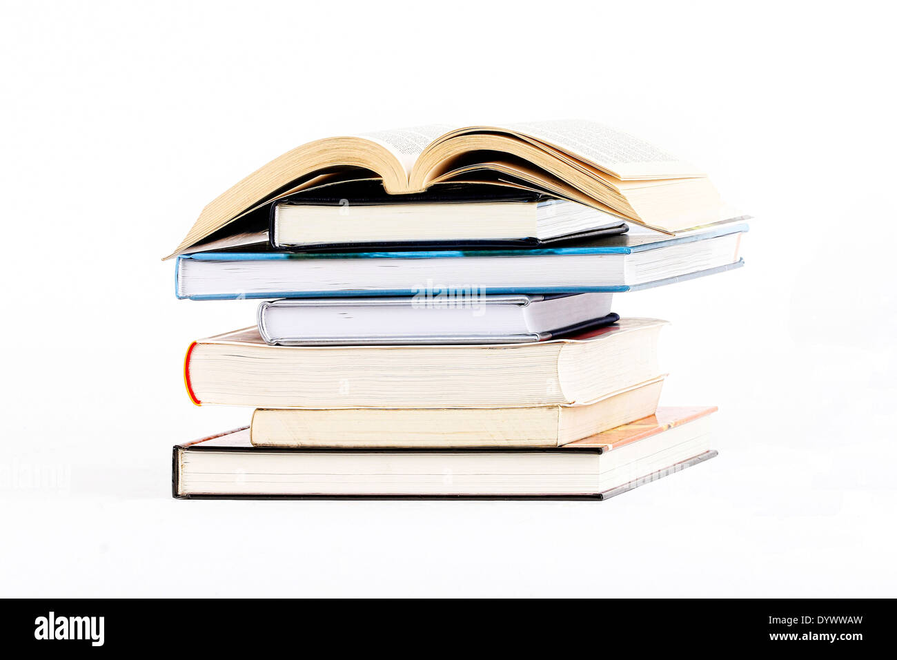 Pile of books on a white background Stock Photo