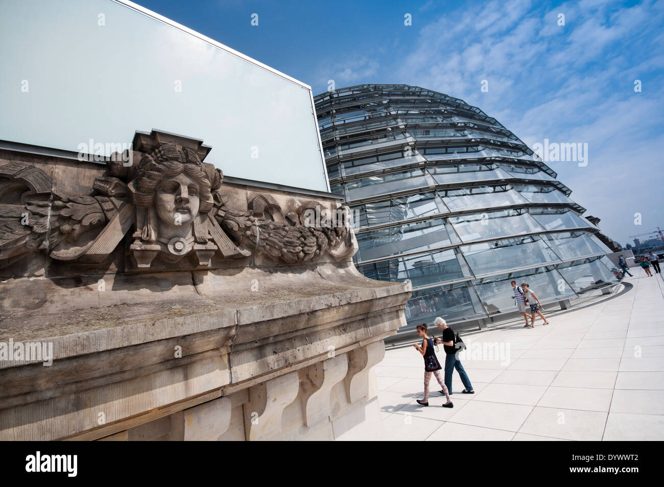 Germany, Berlin, Bundestag, German Parliament Building, Reichstag Dome by Norman Foster Architect Stock Photo