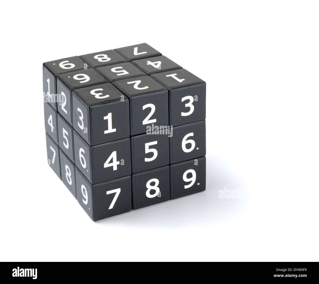 Sudoku numbers cube puzzle on a white background Stock Photo