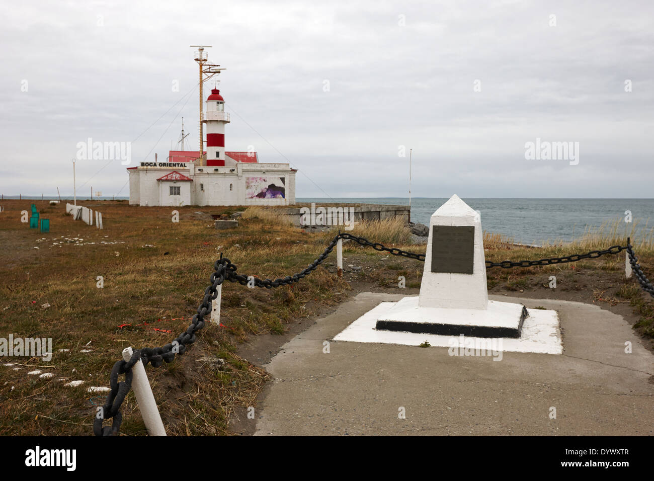 boca oriental east lighthouse at Punta Delgada and the primera angostura sound in the strait of magellan Chile Stock Photo