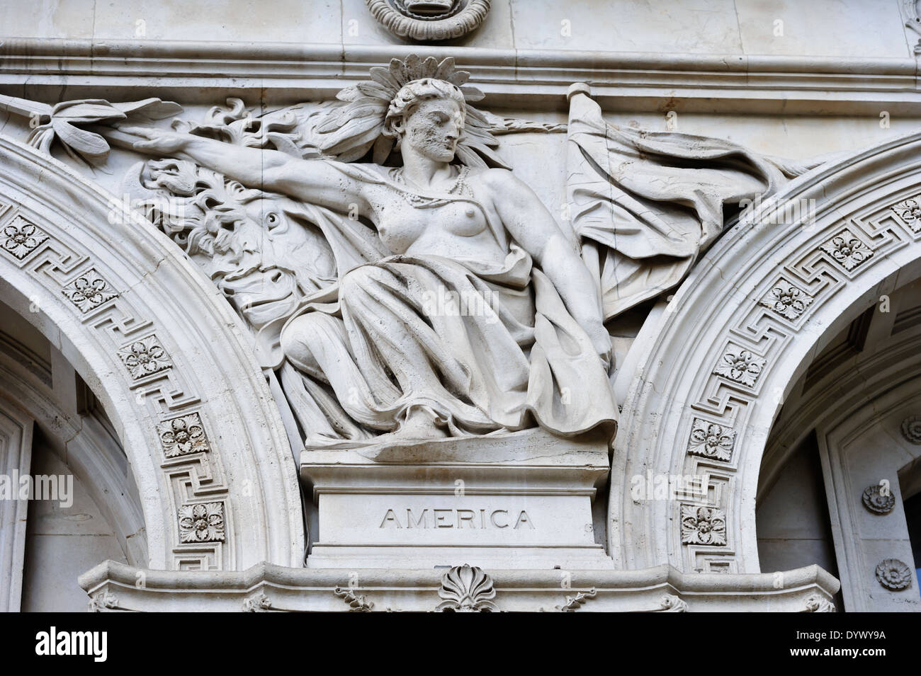 Decorative sculptures illustrates Home and Colonial concerns on the