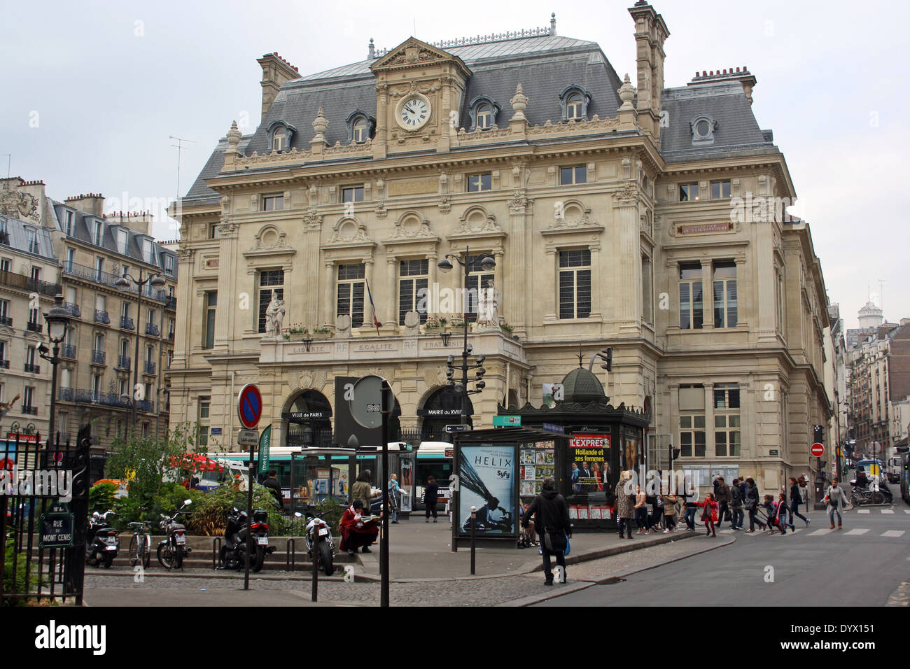 Mairie of the 18th Arr. Paris. Stock Photo
