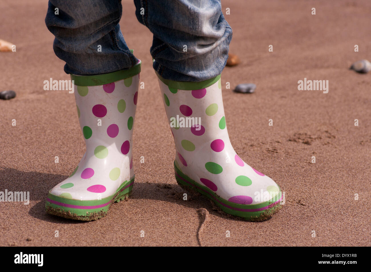 Child Wearing Childrens Wellington Boots Stock Photo - Alamy