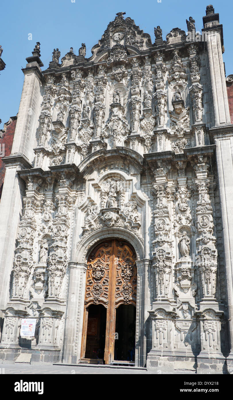 Baroque facade Sagario Church Zocalo Mexico City Mexico Stock Photo