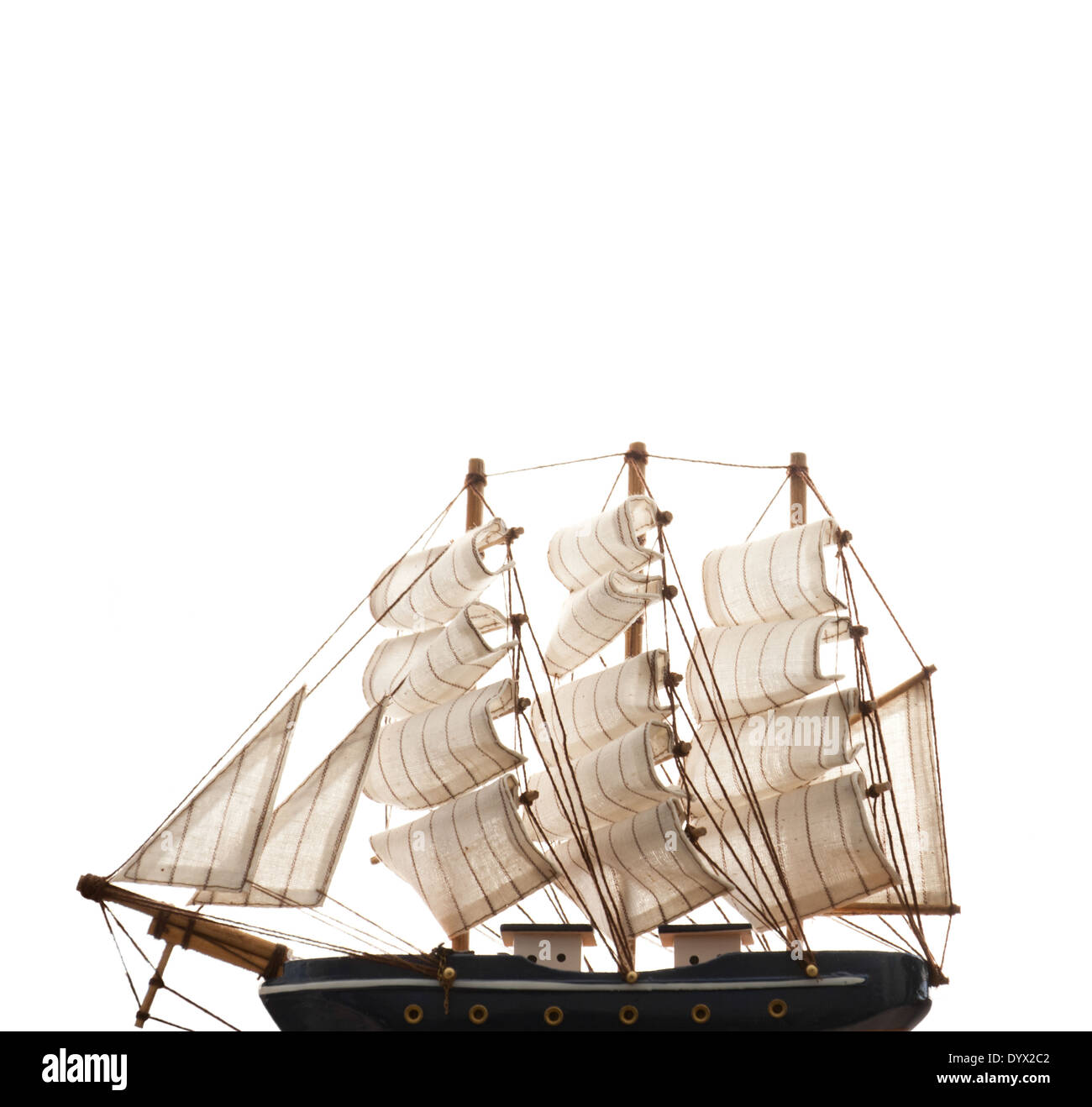 A ship model isolated on white background. copyspace on top Stock Photo ...