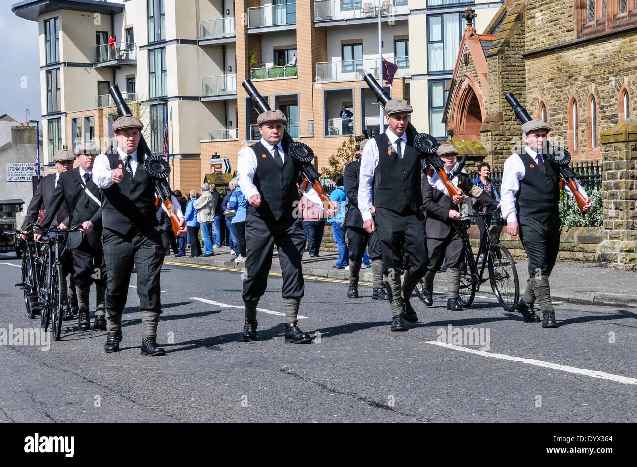 Larne, Northern Ireland. 26 Apr 2014 - A parade, with over 3000 participants, was held in honour of the centenary of gun-running, when 50,000 guns and ammunion were brought into Northern Ireland to arm the Ulster Volunteer Force (UVF) Credit:  Stephen Barnes/Alamy Live News Stock Photo