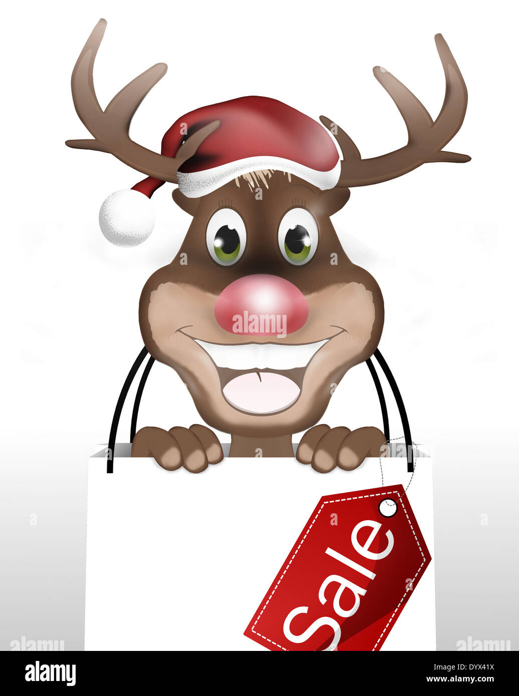Rudolph with Christmas Hat and Happy Smile Stock Photo - Alamy