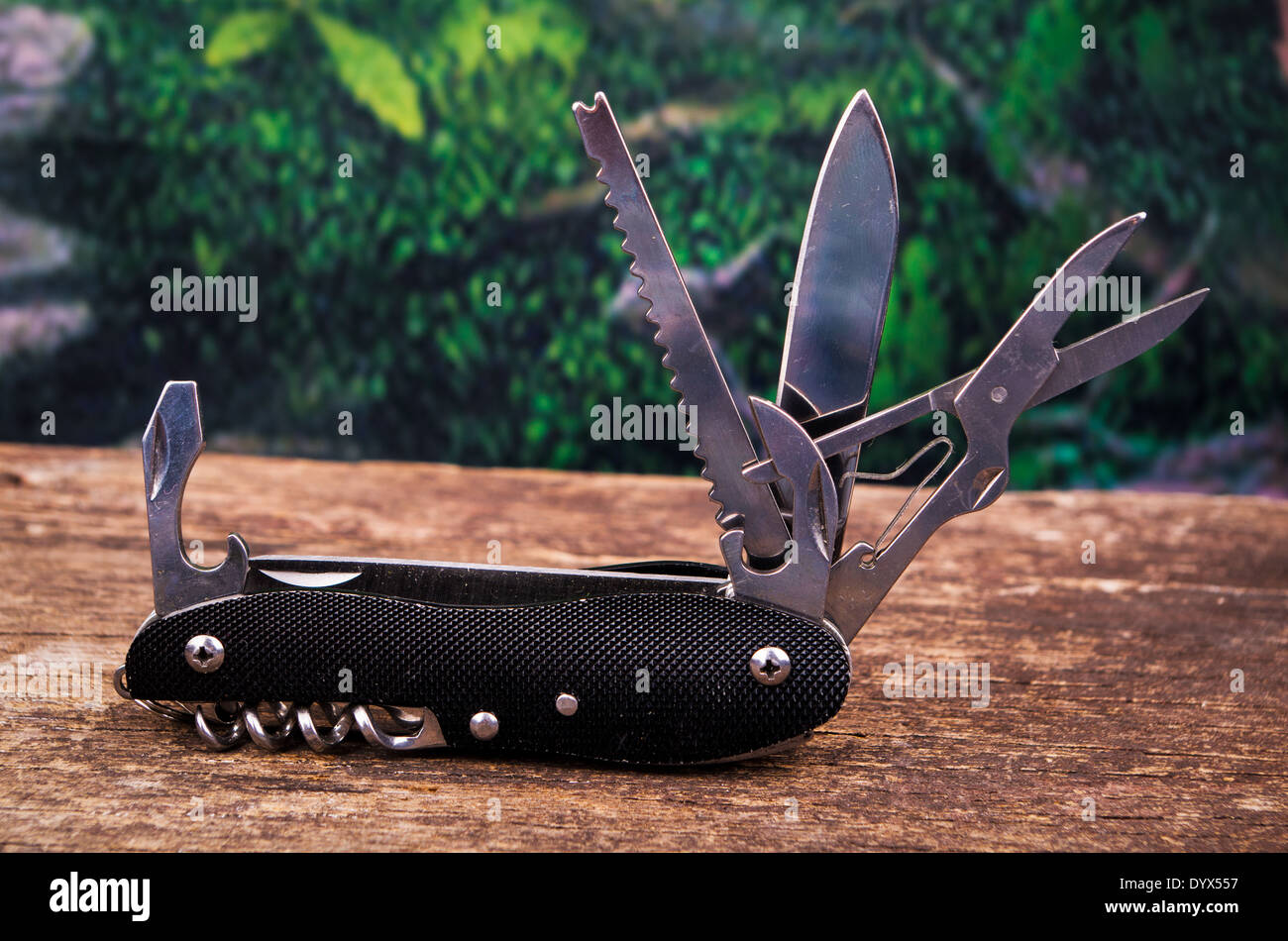 black swiss army knife multitool Stock Photo Alamy