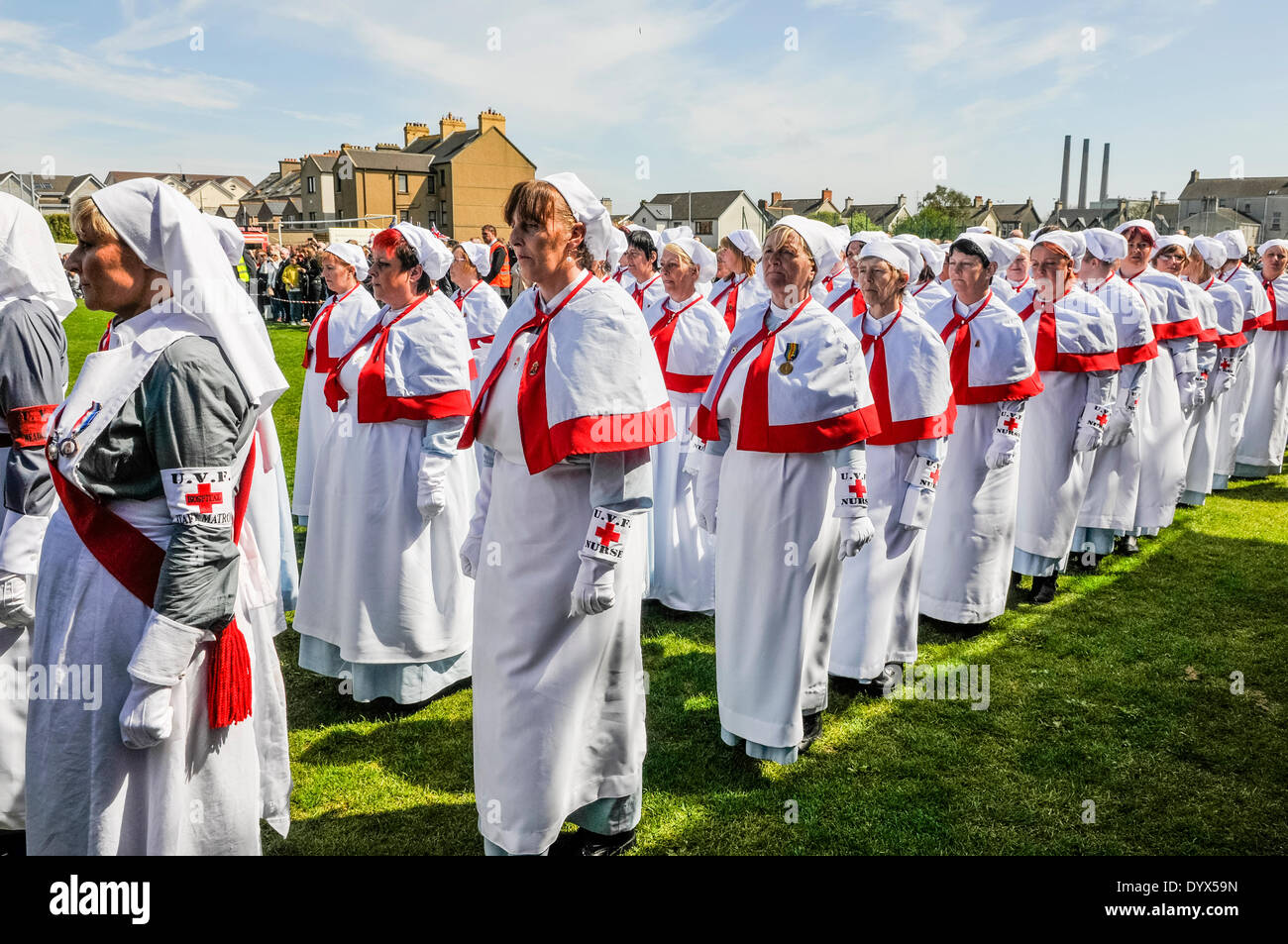 Larne, Northern Ireland. 26 Apr 2014 - Women dressed as nurses from the UVF  Hospital during a re-enactment of the 1914 Larne gun-running. Credit:  Stephen Barnes/Alamy Live News Stock Photo - Alamy