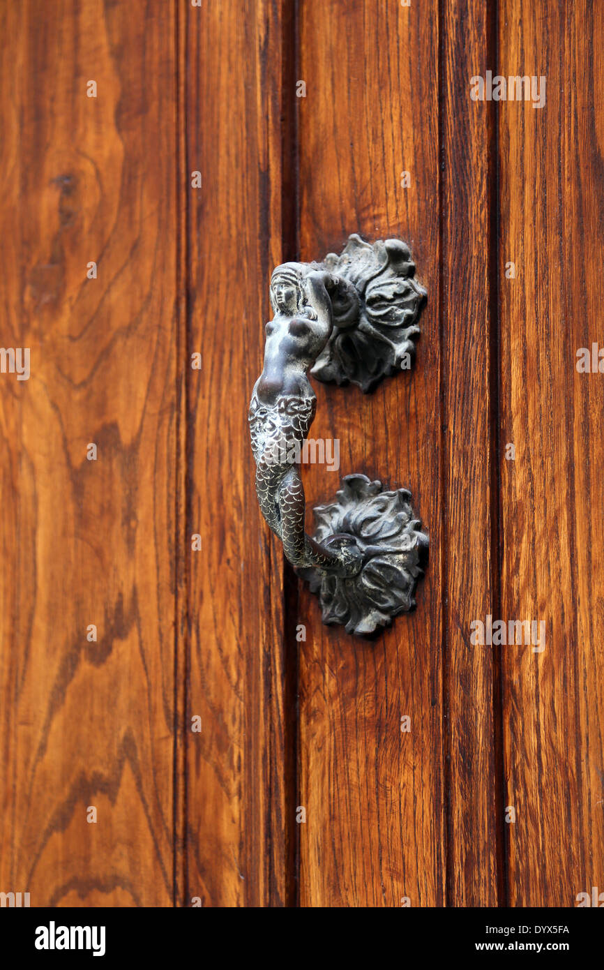 Door knob with mermaid Stock Photo Alamy
