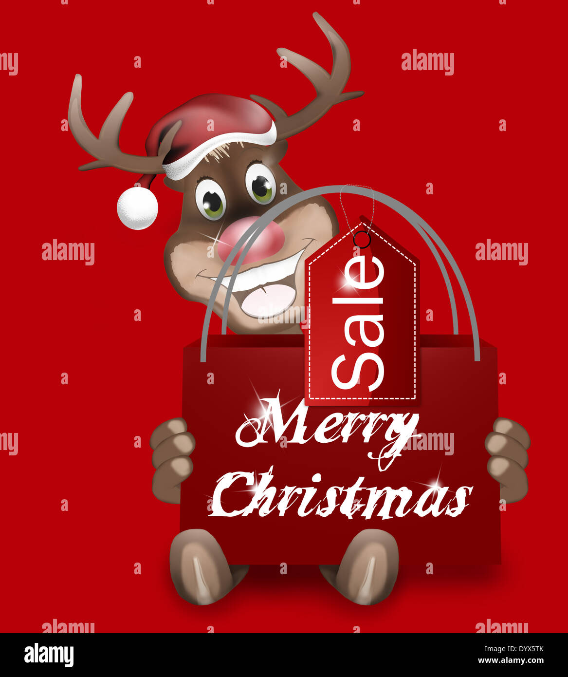 Rudolph Red Nose Happy Christmas Stock Photo - Alamy