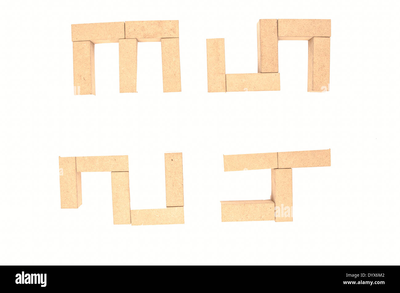 jenga numbers on a white background Stock Photo