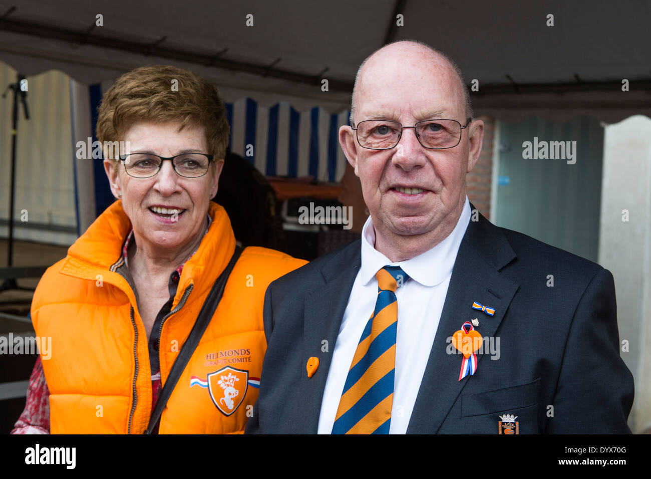 Two people at King's day in Helmond, the Netherlands Stock Photo