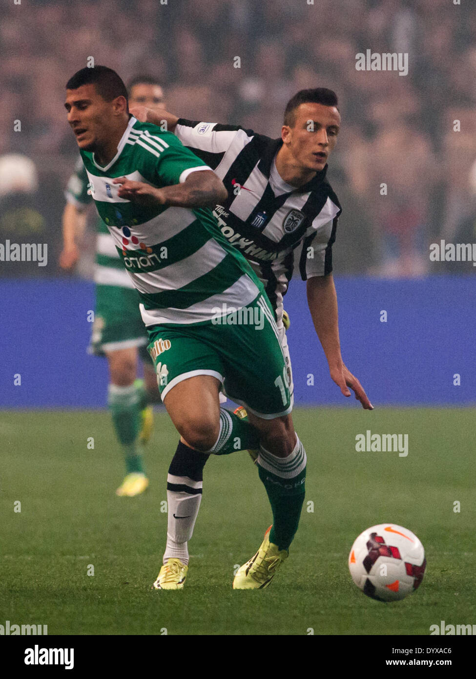 Players during the football match where Panathinaikos beats PAOK 4-1, for the final game of Greek Cup in Football Stock Photo