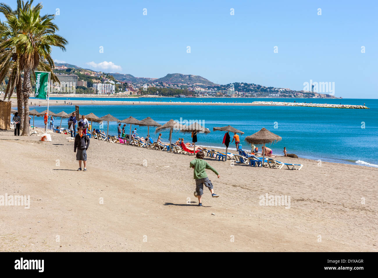 Malagueta beach, Malaga, Costa del Sol, Andalusia, Spain. Stock Photo
