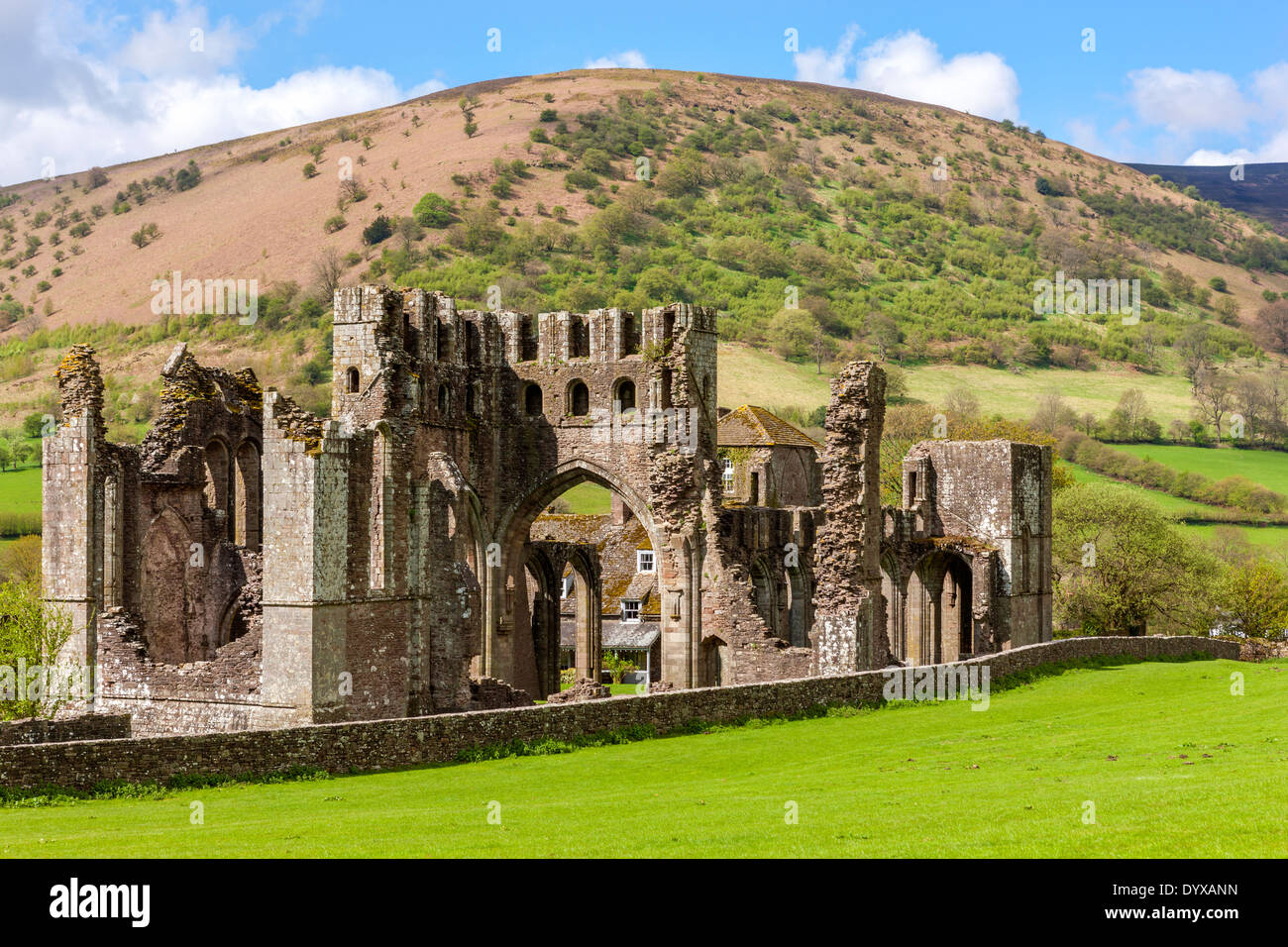 Remains of the 12th century Llanthony Priory in the Vale of Ewyas, Black Mountains, Brecon Beacons National Park. Stock Photo