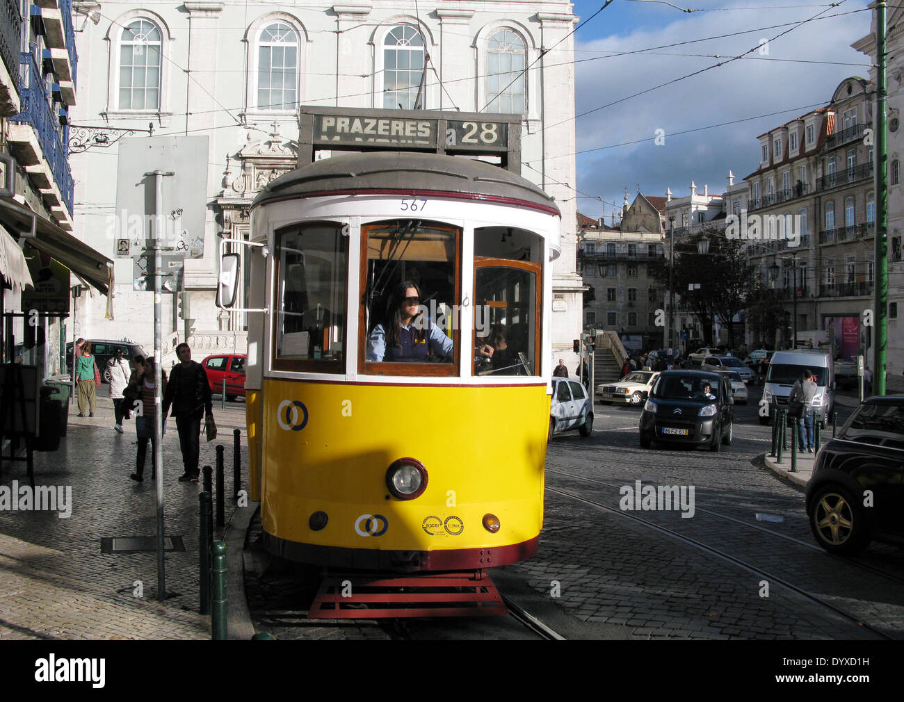 Streetcar No. 28 at Baixa Chiado in Lisbon Stock Photo Alamy