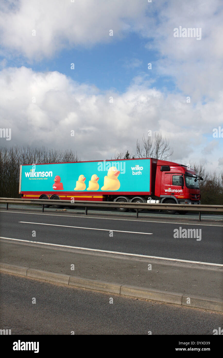 A Wilkinson hardware Stores truck traveling along the A46 dual
