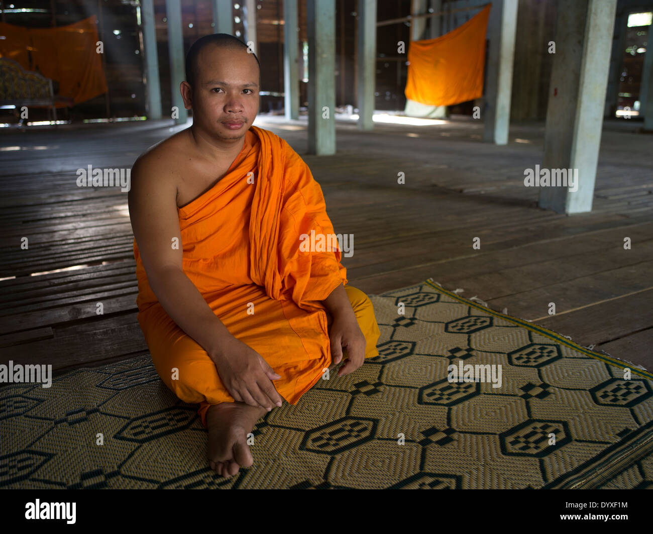 Buddhist monk at Angkor Wat, Siem Reap, Cambodia Stock Photo