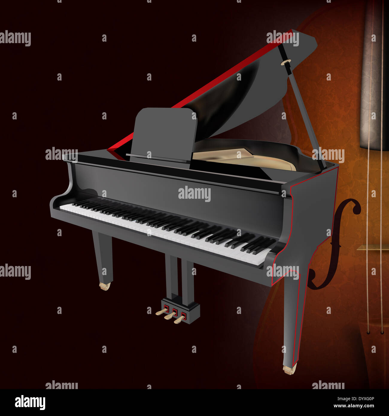 abstract music grunge dark background with piano and violin Stock Photo ...