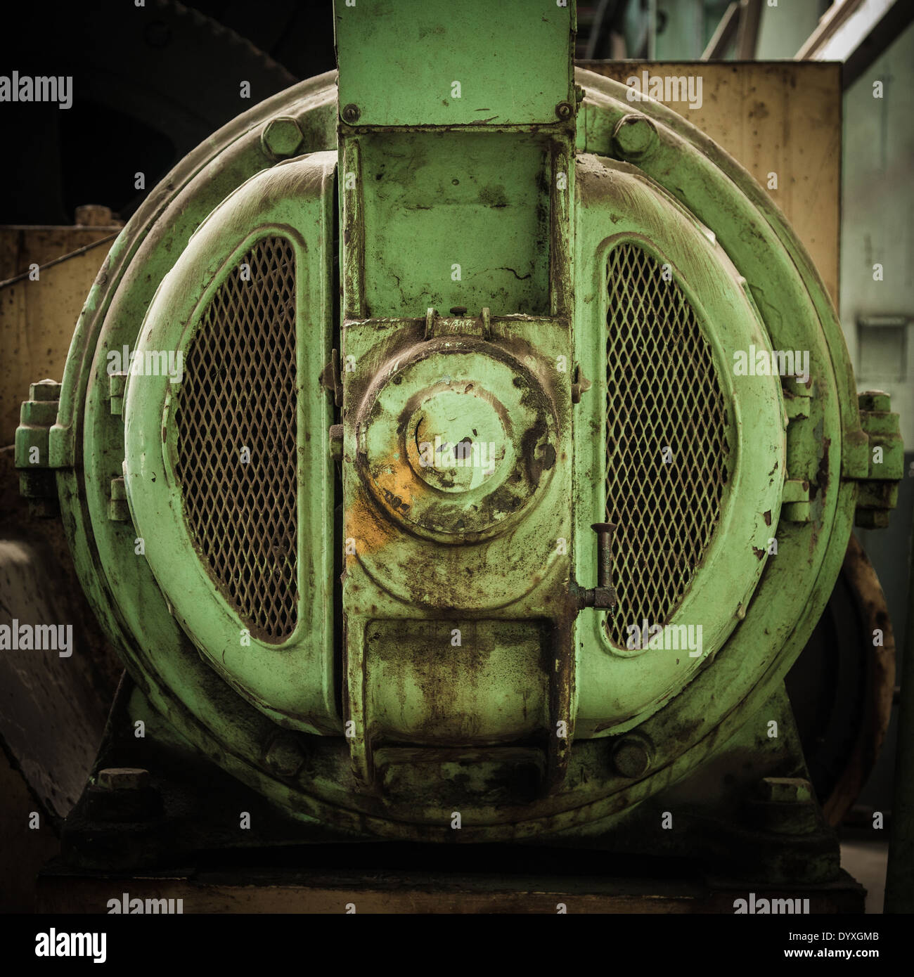 The front of an old industrial electric motor Stock Photo Alamy