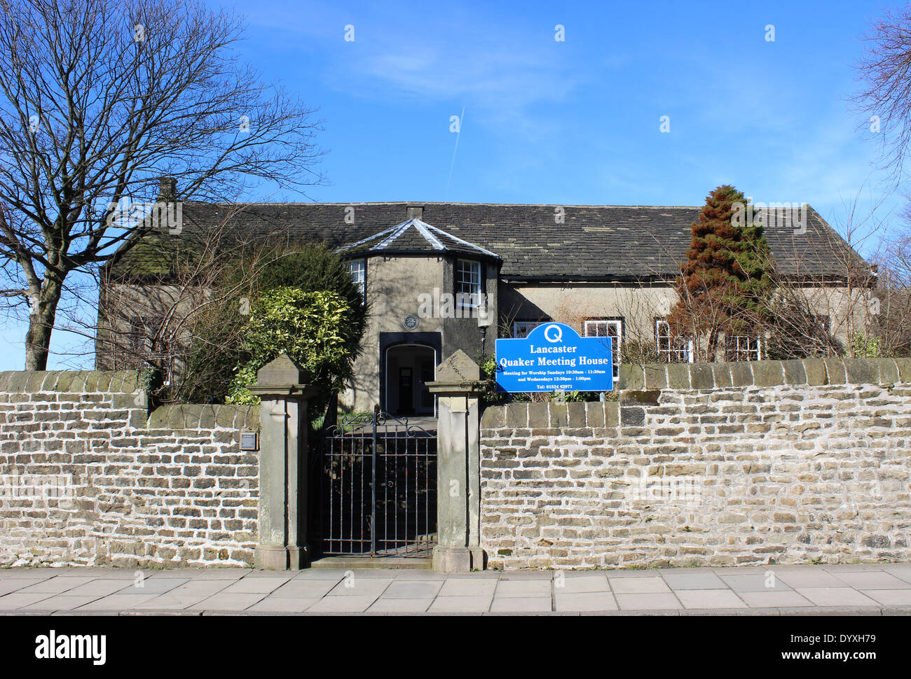 View of entrance to Lancaster Quaker Meeting House, Meeting House Lane, Lancaster, Lancashire Stock Photo