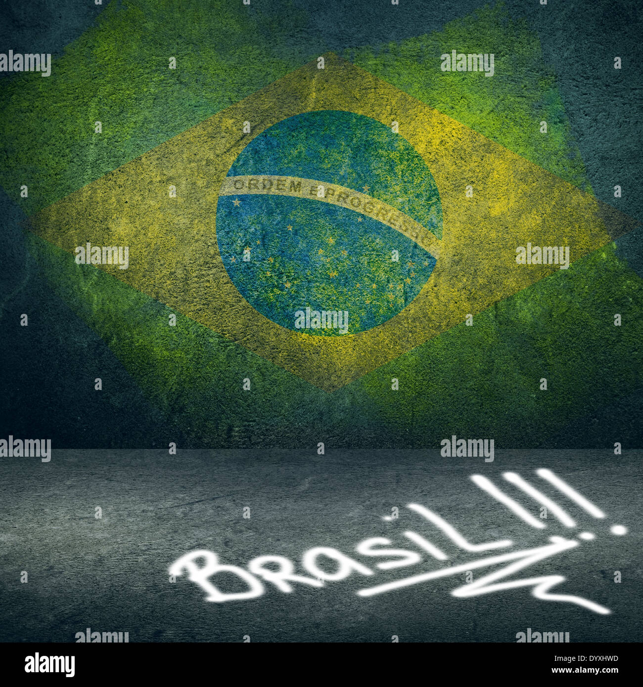 Brazilian flag painted on a wall Stock Photo - Alamy