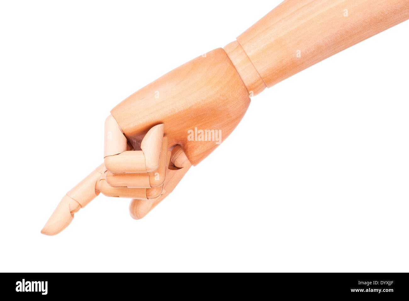 Wooden Mannequin Fake Hand Pointing Finger Up As To Ask A Question