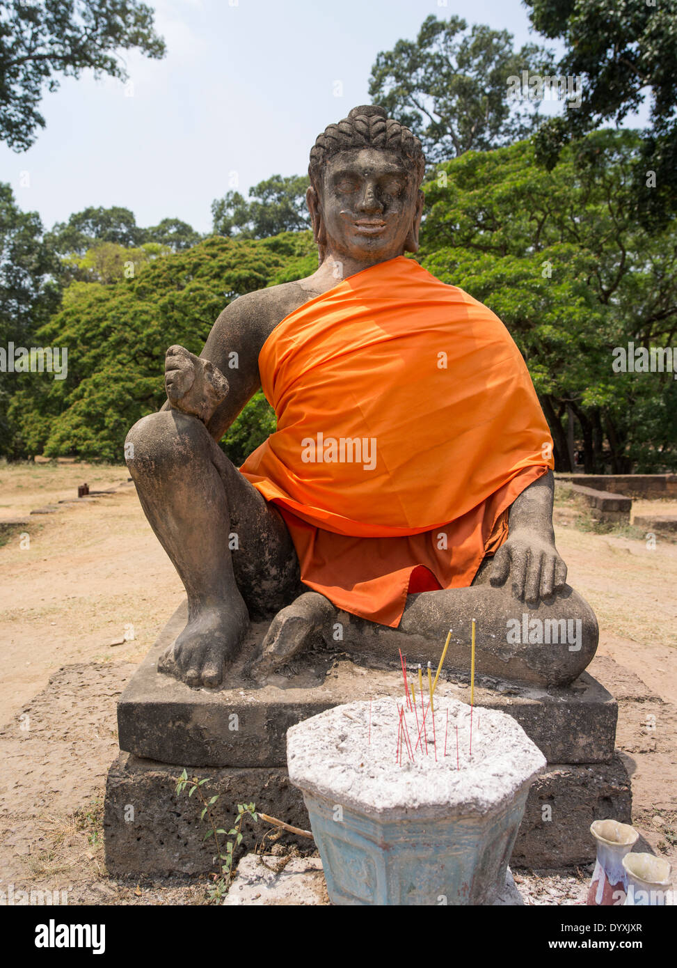 Statue of Buddha by Terrace of the Leper King within Angkor Thom, Siem Reap, Cambodia Stock Photo