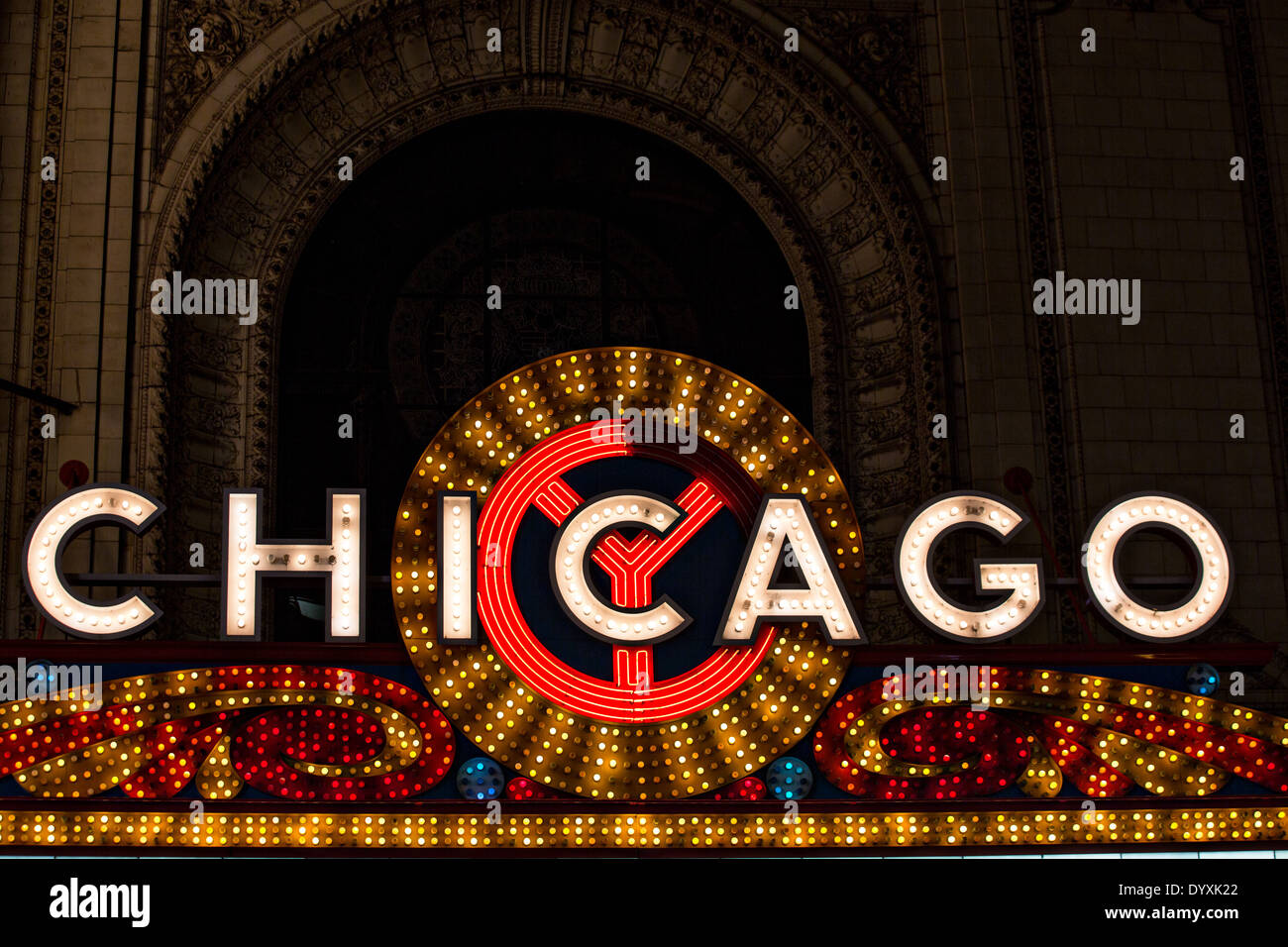 Neon sign at Chicago Theatre in Chicago, Illinois USA Stock Photo Alamy