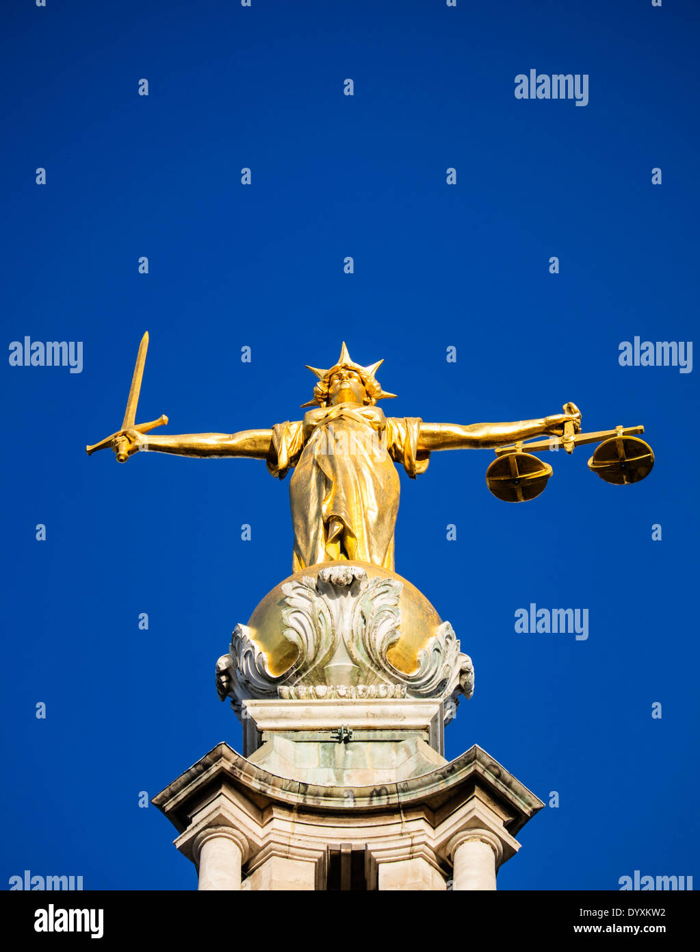 Statue of Lady Justice on the Old Bailey central criminal courts in London United Kingdom Stock Photo